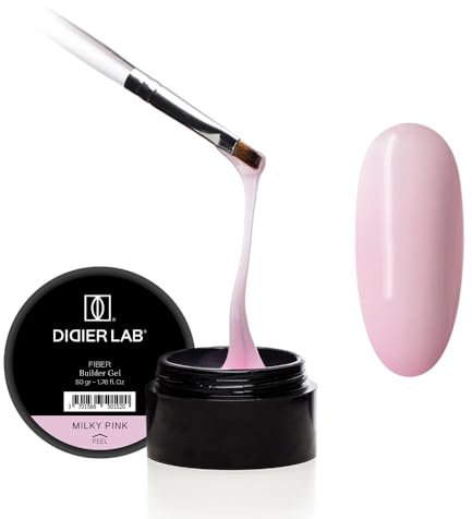 DIDIER LAB Fiber Builder Gel Milky Pink – Selbstglättendes HEMA-Free Aufbaugel für Gelnägel - Ultra Starkes LED UV Fiberglas Gel Nägel für Nagel reparatur Auffüllungen & Verlängerungen - 50g