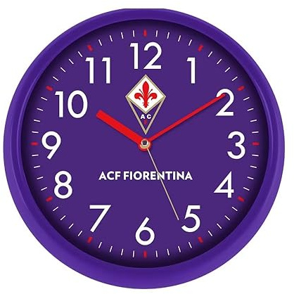 PRESTIGE & DELUXE Orologio da parete Fiorentina Tifosi viola - d = 30cm ABS tondo + omaggio portachiave calcio in metallo