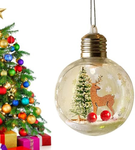 Youding Sfere luminose per albero di Natale, palle di Natale, luci luminose per albero di Natale, luci per la casa, decorazioni di Babbo Natale