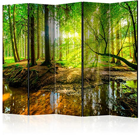Akustischer Raumteiler, Wald-Foto, 225 x 172 cm, doppelseitiger Druck, Vlies-Leinwand, Schaumstoff-Trennwand für Zuhause, Büro, spanische Wand, Blende, Baum, Naturdekoration
