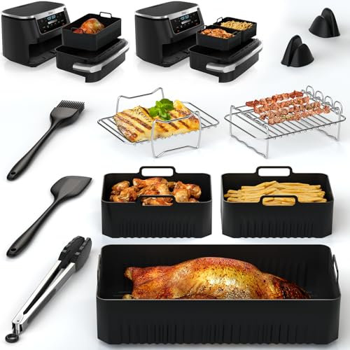 ROMANVIC Ninja Hot Air Fryer Accessories, Ninja Airfryer Accessories, 10.4 L and 2 x 5.2 L Silicone Mould and Other Air Fryer Accessories for Ninja Foodi Flexdrawer AF500EU 10.4 L