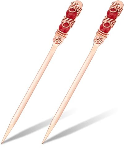 NBEADS 2 Stk. Perlen-Brieföffner, Gold Briefumschlag-Brieföffner mit 2 Rot Natürlichen Jades Draht Umwickelt Edelstahl Brieföffner für DIY Geschenk Büro Hausbedarf