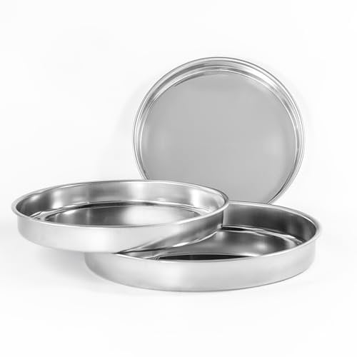 Edelstahl Backblech 3er-Set Ø 27,5/30/34cm Backofenblech Backform Auflaufform Tepsi für Aufläufe, Brot, Gebäck, Kuchen, Baklava & mehr – langlebig, spülmaschinenfest - Accord