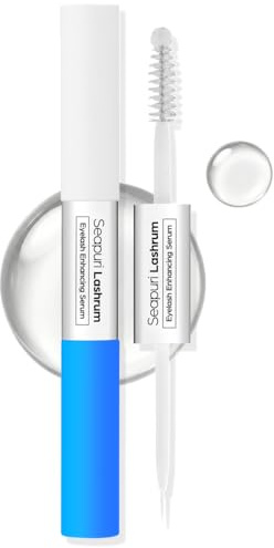 Seapuri Lashrum Eyelash Enhancing Serum | Lash Growth Serum with Caffeine, Peptide & Biotin | for Longer, Fuller Lashes | Dual Brush for Precise & Full Application | Non-Irritating, Daily Use