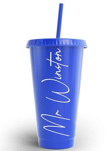 Cadeau de remerciement pour professeur - Gobelet avec nom personnalisé, cadeau de fin d'année, paille et tasse réutilisables, meilleure appréciation des enseignants