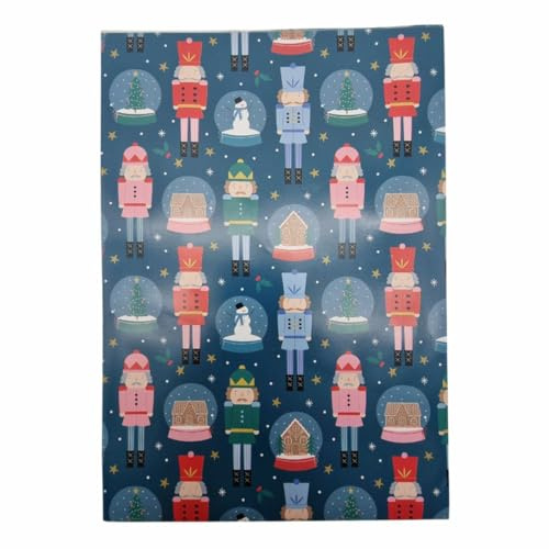 Gift Wrap & Tags Set 5 Pack – 5 Sheets of Festive Wrapping Paper with Matching Gift Tags & String – 50 x 70cm (NUTCRACKER)