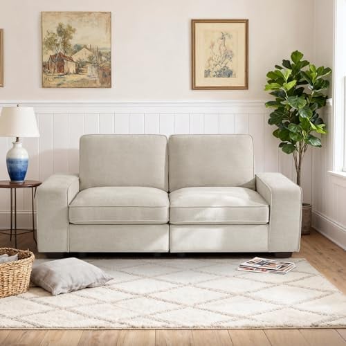 DUANDUAN 185 cm Modulsofa, 2-Sitzer Couch mit Stauraum, für kleine Räume | Modulsofa mit Stauraum und waschbaren Bezügen, Chenille, USB/Type-C, breite Armlehnen, einfache Montage, Wohnlandschaft