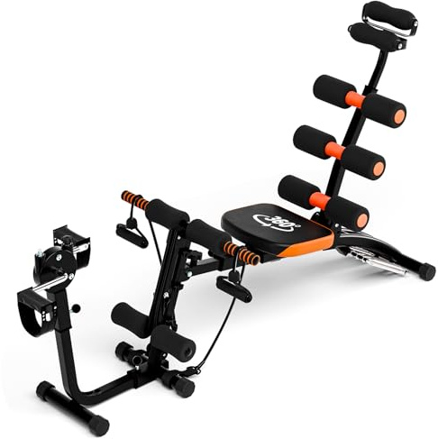 Fukursul Bauchbank verstellbar All-in-One,Robustes Bauchbrett mit Polsterung und Widerstandsbändern für Bauch und Kraft (BLACK-A)