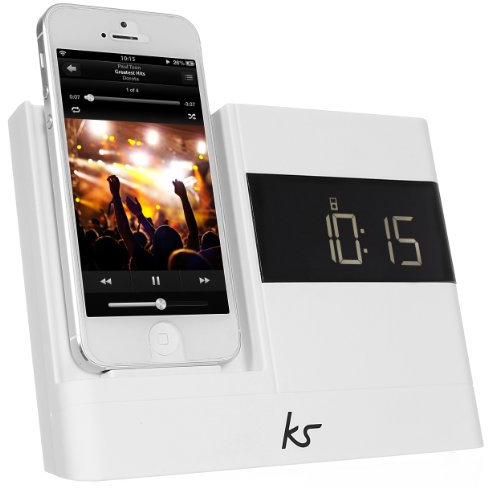 KitSound XDOCK2 Radio Uhr Dockingstation/Ladegerät mit Lightning Anschluss für iPhone 5/5S/5C/SE, iPod Nano 7. Generation and iPod Touch 5. Generation, mit UK Netzstecker - Weiß