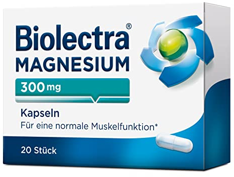 Biolectra Magnesium 300 mg Kapseln, für entspannte Muskeln, Apotheken-Qualität, 20 Kapseln