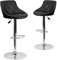 Flash Furniture Caldwell Barhocker aus Vinyl, höhenverstellbar, mit Rautenmuster, Rückseite und Chromsockel, Schwarz, 2 Stück