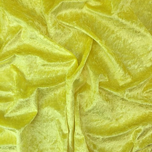 Premium Crushed Velvet, Craft Dress Fabric Curtain Material 60 - 150cm Width (Yellow)