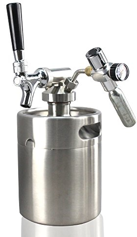 Nutrichef Growler Tap System – Edelstahl Mini Keg Dispenser Portable Kegerator Kit – CO2 Druckregler hält Kohlensäure für Craft Bier, Draft und Homebrew – (1,8 l)