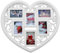 PrimoLiving Herz Bilderrahmen Collage P-048 – Fotorahmen in Herzform, weiß, 29,5x28 cm groß – für 7 Fotos in verschiedenen Formaten
