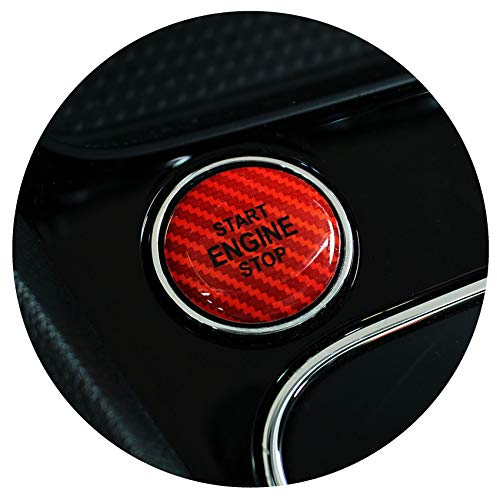 Gel Emblem Start Stop Knopf Abdeckung Aufkleber Keyless GO Carbon Druckschalter Tastenabdeckung Cover Zündung – Finest Folia DM004 (Carbon Rot)