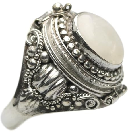 Giftring aus 925er Silber mit Mondstein, Größe:52 (16.5 mm)