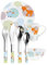 PURESIGNS ONE WOODY Waldtiere Besteck Kindergeschirr SET Besteck mit Gravur 7-tlg Gravurbesteck mit Name graviert, Teller, Tasse, Schale, Geschenk zur Geburt Taufe Geburtstag