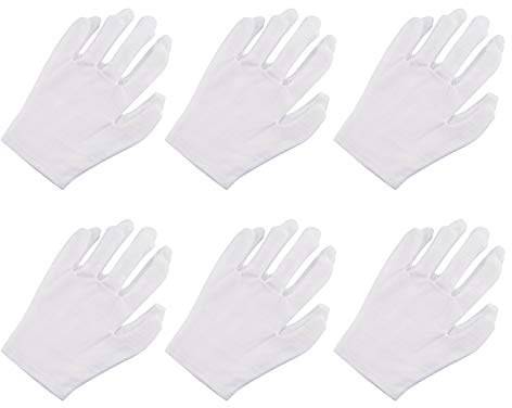 6 Pairs Hand Moisturizing Gloves Cotton Gloves for Moisturizing Suitable for Clothing and Catering White