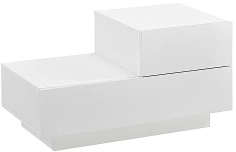 [en.casa] Nachttisch mit 2 Schubladen Nachtschrank 38x70x35cm Kommode Beistelltisch Schubladentisch Weiß Matt