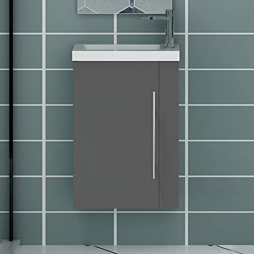 Xinyang Meuble sous Vasque Moderne, Meuble Lave-Mains à Suspendre avec lavabo, Meuble de Rangement avec Une Porte et 2 étagères 45cm / Anthracite