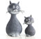 Logbuch-Verlag 2 Deko Katzen Figuren zum Hinstellen grau weiß 15 cm + 9 cm - Katzen Deko Geschenkidee Geburtstag