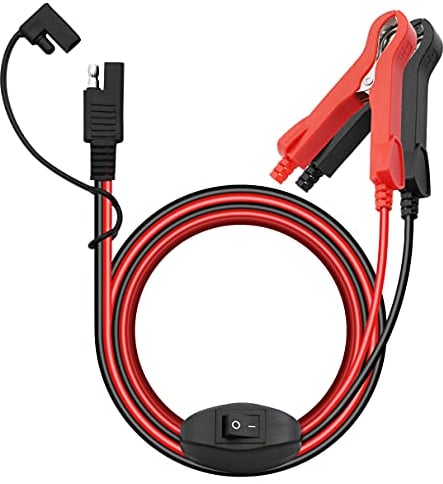 YACSEJAO 12V SAE Quick Release Adapter to Alligator Clips 16AWG Alligator Crocodile Clip to SAE Connector Harness with On/Off Switch Quick Disconnect (6.6FT/2M)