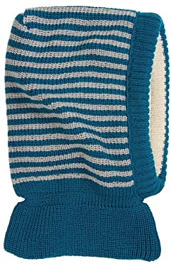 HANS NATUR Bio Baby und Kinder Schalmütze 100% Bio-Baumwolle (KBA) und Schurwolle, Petrol grau, 46/48