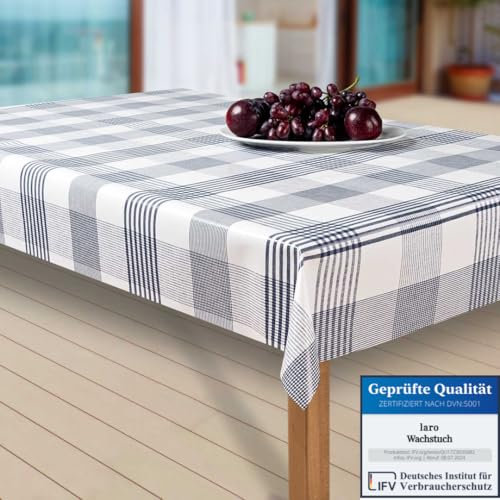 laro Wachstuch-Tischdecke Abwaschbar Garten-Tischdecke Wachstischdecke PVC Plastik-Tischdecken Eckig Meterware Wasserabweisend Abwischbar EZ, Muster:Karo. anthrazit/grau, Größe:140x280