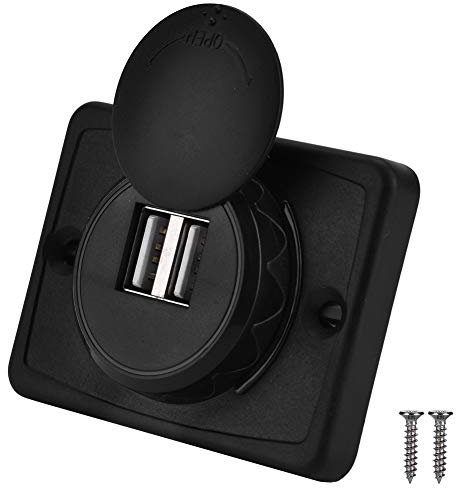 Car Dual USB Charger Adapter 3.1A 2 Port, 12V-24V Charging Mount Socket Outlet Panel Waterproof Fast Charge with Cap for Motorcycles Boats Marine Trucks RVs Cars Bus Boat Automotive Truck