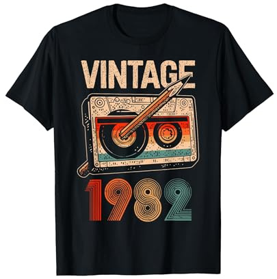 MB Vintage 1982 Cassette Tape Crayon Rétro Classique Anniversaire T-Shirt