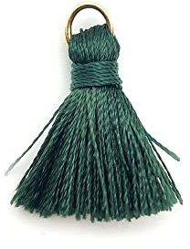 50 Stück Mini Quasten Anhänger,2cm Seidige Gerade Fransen Tassel Troddel Armband Schlüsselanhänger Basteln Quaste für Ohrringe Schmuckherstellung Taschen Lesezeichen DIY Handwerk Zubehör,Armeegrün
