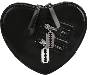 Y2K Tasche in Herzform, Gothic, Geldbörse, Kette, Umhängetasche, Schulter, Kawaii, Emo, Grunge, altästhetisch, niedlich, dunkle Akademie, schwarz, Large, Klassisch