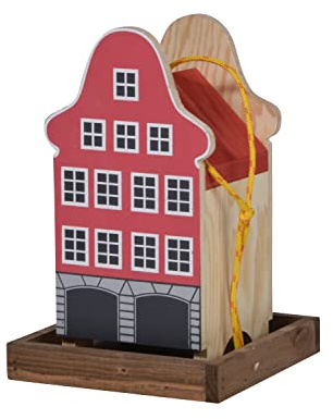 dobar® Select. Buntes Vogelfutterhaus Rothenburg Hängend - Kleine Vogelvilla Multiplex-Holz - Vogelfutterstation mit Futtersilo - Vogelhaus zum Hängen - 19 x 19 x 30 cm