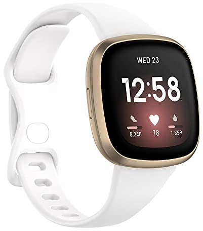 TATAOWNS Kompatibel mit Fitbit Versa 4/Versa 3 Armband/Fitbit Sense 2/Sense Armband, Weich Silikon Uhrenarmband Sport Ersatzband für Herren Damen (Weiß)