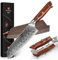 XINZUO Acero de Damasco Cuchillo Santoku, 18cm Cuchillo de Cocinero Profesional Forjado Chef Cuchillos de Cocina Cuchillo de Verduras- Mango de Madera de Rosa- con Funda Magnética -Serie Yu