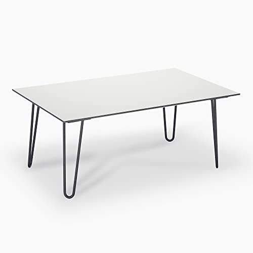 janEven FlairLine Couchtisch Beistelltisch – Design Sofatisch modern, Wohnzimmer Tisch Hairpin, Kaffeetisch rechteckig Bauhaus/skandinavisch, Designertisch Made in Gemany (Weiß, 60 x 100 cm)