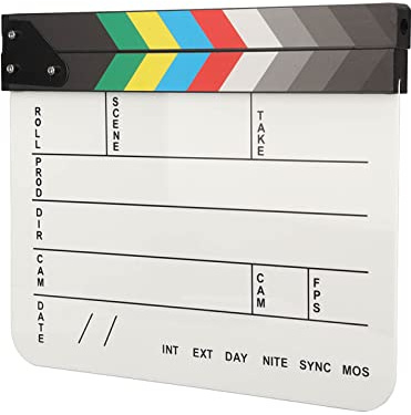 Movie Directors Clapboard, Professional, Film Slate Cut Action Scene Clapper Support Dry Erase, Movie Requisiten Clap Board mit Farbstiften für Fotografie-Tool
