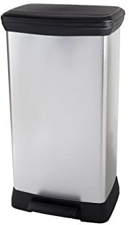 Curver | Decobin Duo Bin 23+23 l, Metallic Grey, 90% Recycled Material, 39 x 29 x 72 cm