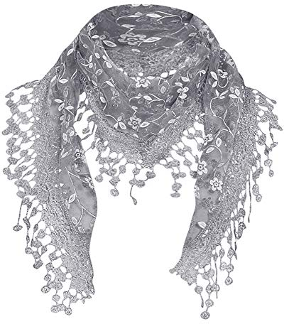 Modaworld Seiden-Tuch im Blümchen Design Hochwertiger Schal für Damen Mädchen Halstuch Umschlagstuch Loop weicher für Frühjahr Sommer Herbst Winter