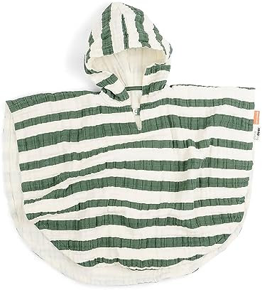 Done by Deer Badeponcho Strandponcho GOTS Stripes Sand/grün gestreift