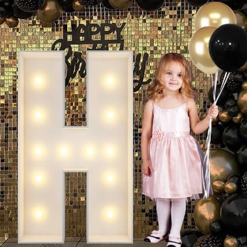 4FT Marquee Light Up Letters H, Big Marquee Letter for Baby Shower Birthday Engagement Wedding Marry Me Party Decor
