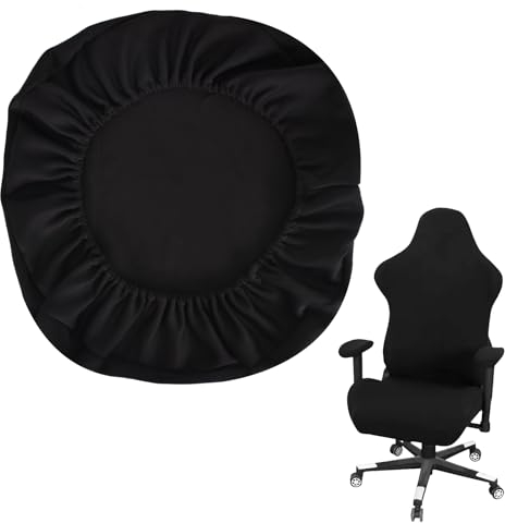 Housses de Siège D'Ordinateur de Bureau Élastique, Housse Chaise Gaming Résistant à L'usure, Housse Fauteuil Bureau Lavable, Suivez Très Bien La Chaise, pour Bureau, Alle à Manger(Noir, 48x52cm)