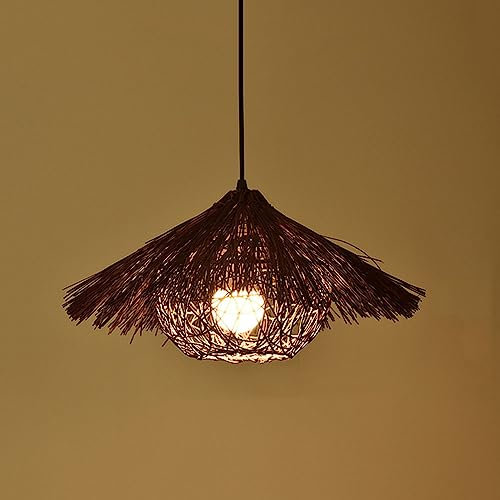 entyze Pendante de Rotin de Lustre Créative, Grand Lustre En Osier Tissé À La Main Boho Prouleur Paille de Paille Suspendue Pour La Salle À Manger/B/50 * 25Cm