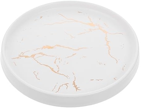 Didiseaon Elegant Marble Food Plate Ceramic Trinket Tray Ring Holder for Jewelry Dessert and Accessories