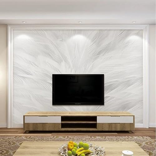 ZZDXW Tapete Beige Weiße Federn Fototapete Vliestapete 3d Effekt Dekoration Tapeten Wohnzimmer Wallpaper Büro Flur Schlafzimmer Kinderzimmer 336x238cm