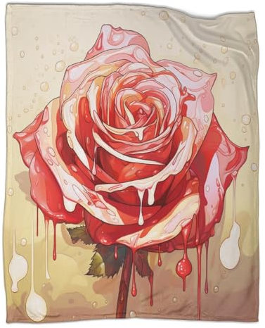 CTAMM Red Rose Fleecedecke Rosenmuster Weich Und Flauschig Sofa Decke 40x50inch(100x130cm),Dekoration Couchdecke Für Erwachsene Teenager Flanelldecke Die Vier Jahreszeiten Couchdecke