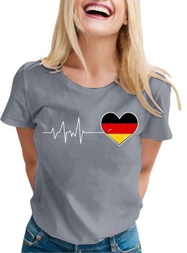 Deutschland Trikot 2024 Damen Fan Shirt Rundhals Kurzarm T-Shirt Sport Fussball Tshirt Fussball EM 2024 Deutschland Damen T-Shirt Kurzarmshirt Damen Trikot EM 2024