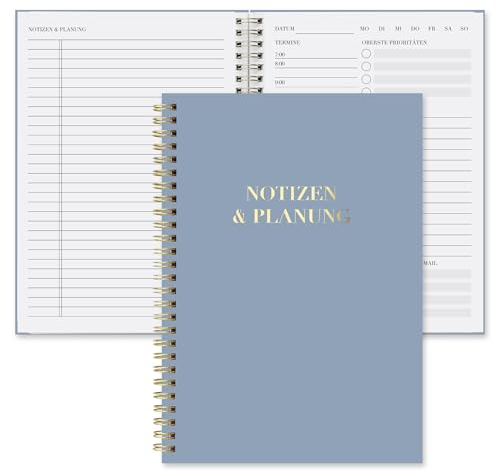 BIROYAL Tagesplaner Undatiert A5 - Spiralbound Daily Planner - To Do Planer mit Terminplan, Notizen & Planung - 7 Uhr bis 22 Uhr mit 30-Minuten-Intervallen - To Do Listen Buch - Terminplaner Für Büro