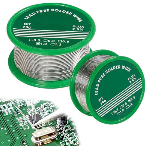PIWOSGOL Lötzinn Bleifrei 0,8 mm 20g, Lötzinn 1 mm 20g, Solder Unterer Schmelzpunkt, Bleifreier Lötzinn, Solder Wire für Lötarbeiter,Hause und den Heimwerker (2 Rolle)