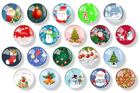 TIVUNORON 20 Piezas Nevera Imán de Cristal Navidad, Imanes de Refrigerador para Diseño de Navidad de Vidrio, Imanes de Cristal 3D para Nevera, 3cm, para el Hogar, Cocina, Oficina,Decora para Navidad